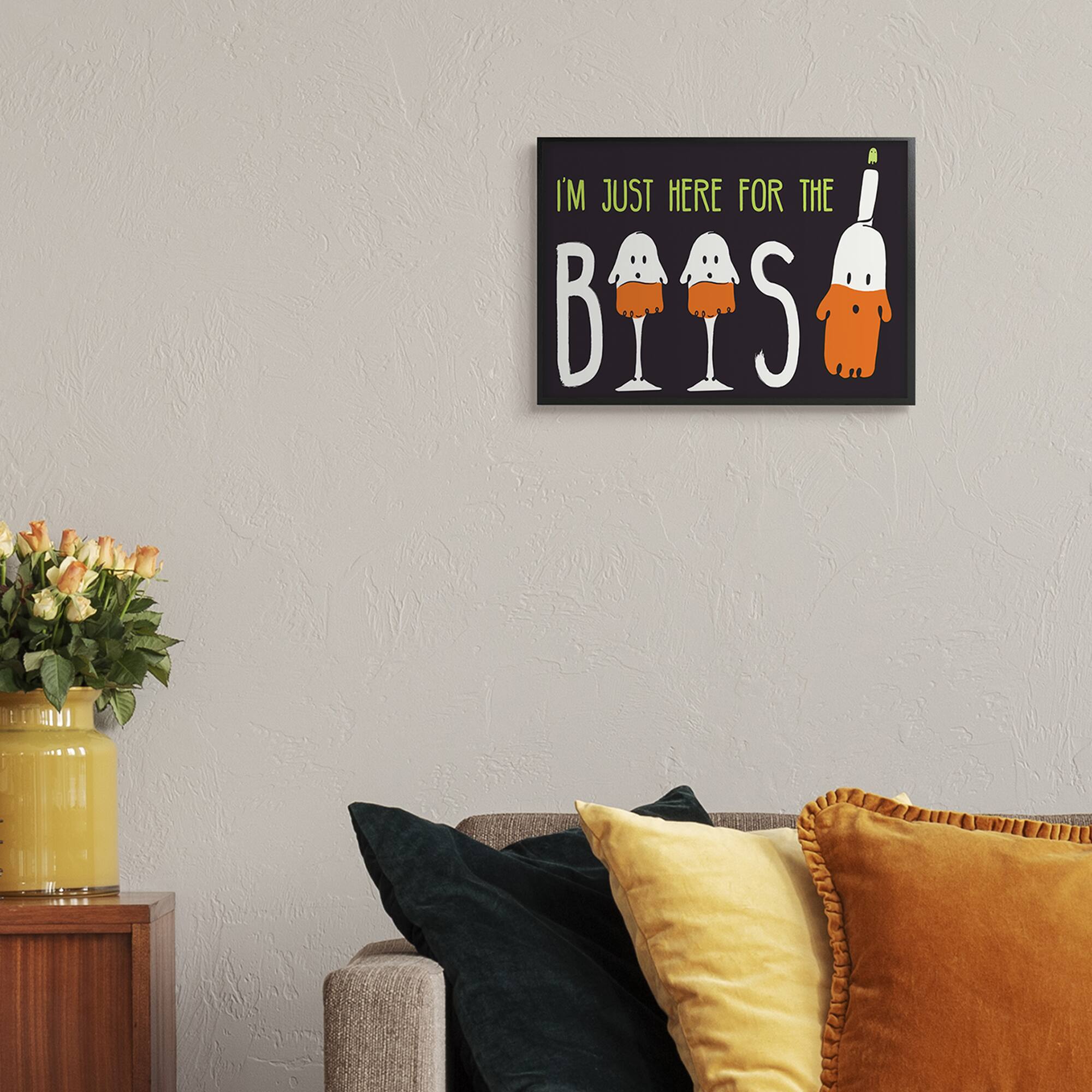 Stupell Industries Here for the Boos Phrase Halloween Ghost Pun Framed Wall Art